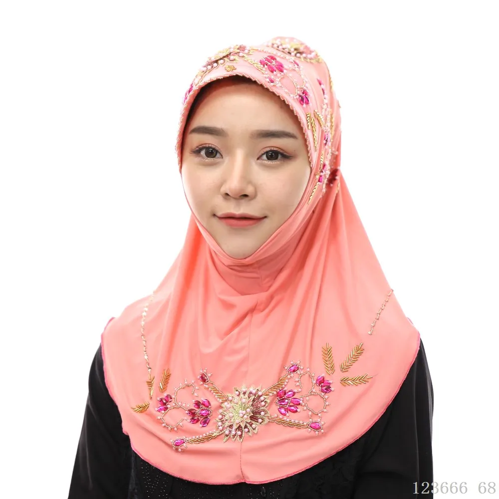 turban hijab Новинка abaya Дубай головной убор хиджаб мусульманские шапочки под хиджаб из бисера тюрбан малазийские турецкие шарфы мгновенные хиджабы исламские продукты шапки - Цвет: turban hijab