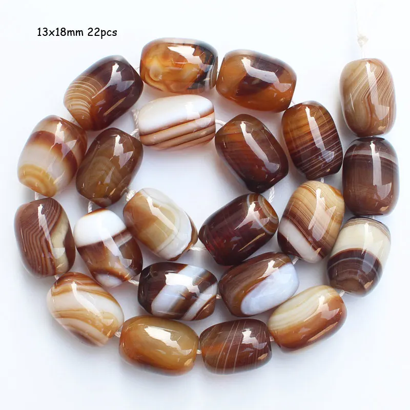 Smooth 13X18mm Морозные, гладкие мульти размер 13-25 мм кофейного цвета полосатые Агаты барабан формы бусины 1", можно смешать оптом для всех предметов - Цвет: Smooth 13X18mm