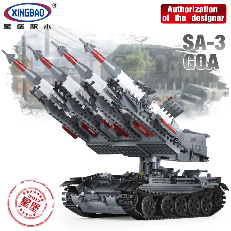 Xingbao 06004 Военная серия SA-3 ракета и танк T55 Набор детских игрушек строительные блоки кирпичи подарки