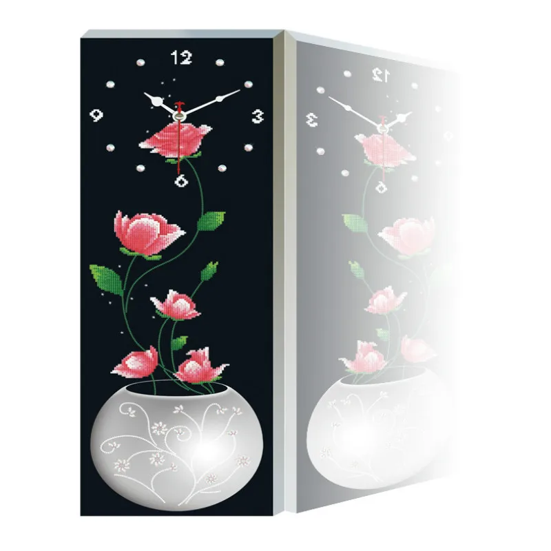 Diy 5d Sale Diamond Embroidery Mosaic Special Shaped Wall Clock Flower Vase Painting Cross Stitch 3d Deco | Дом и сад
