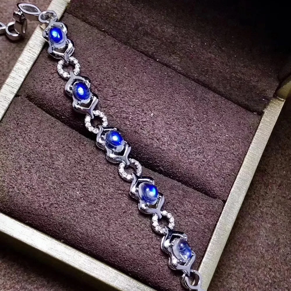 Fidelity natural 4*6mm blue moonstone Bracelets s925 sterling silver fashion fine jewelry gift for women party gemstone | Украшения и