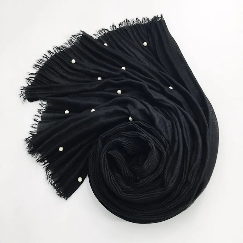 Хлопок Для женщин жемчужина плиссированные в полоску Cachecol одноцветное Бисер