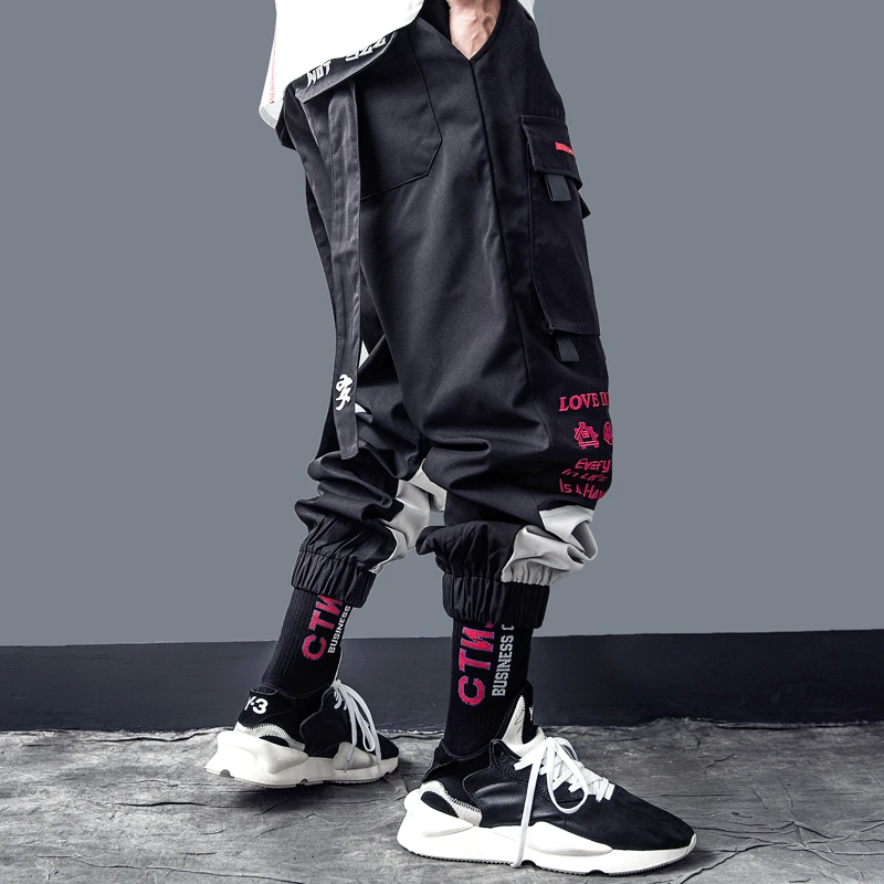 Брюки-карго в стиле хип-хоп мужские мешковатые брюки с карманами штаны-шаровары