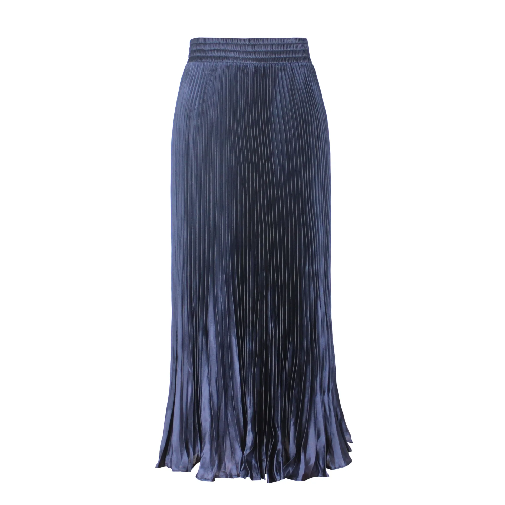 JuneLove Fashion Metallic Color Skirt women large swing pleated women skirt gold sliver bottoms vintage elastic waist skirt