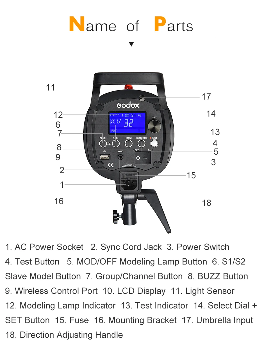 Профессиональный студийный стробоскоп Godox QS600II QS600II 600Ws GN76, встроенная беспроводная система Godox 2,4G X, обеспечивает творческую съемку