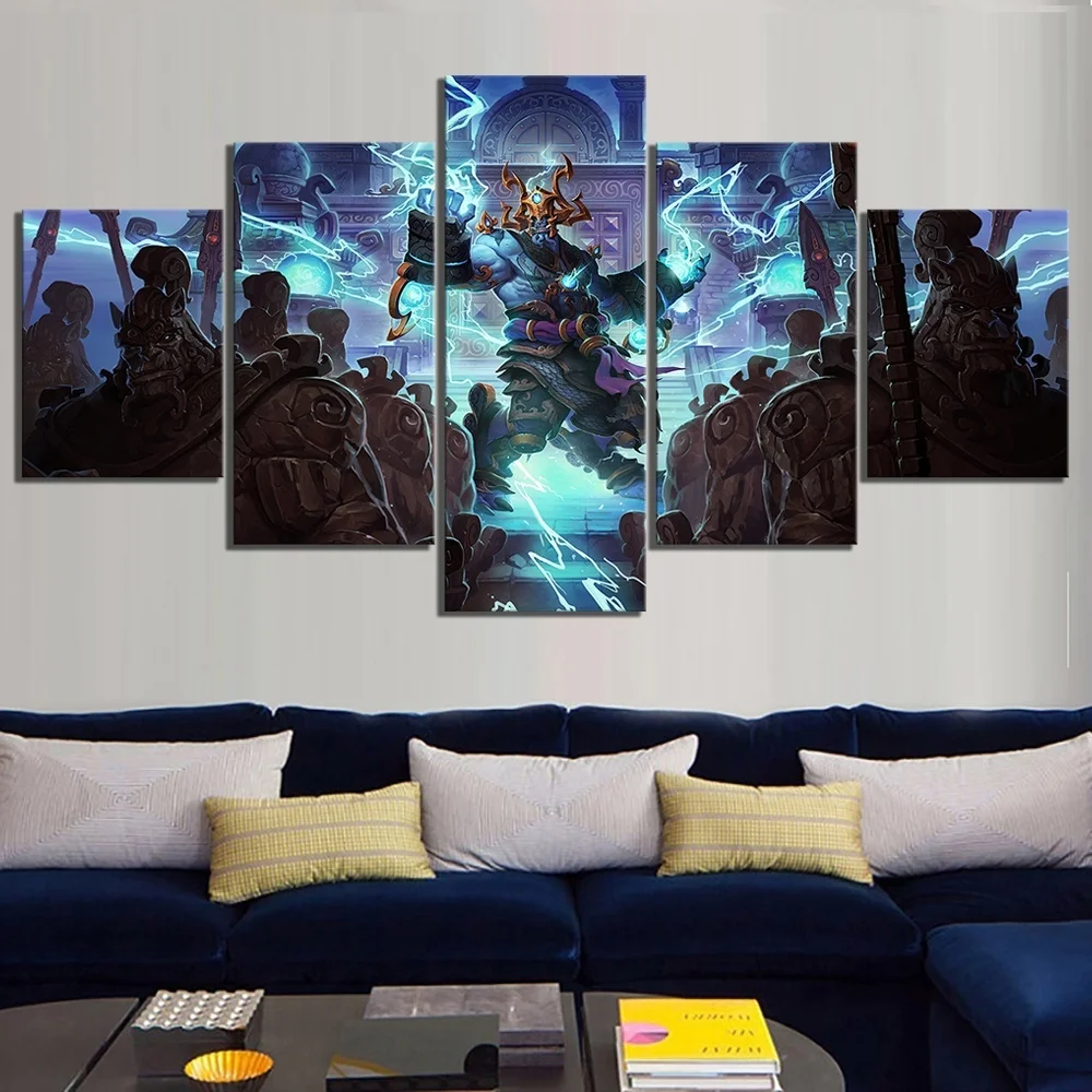 

5 Piece Canvas Paintings World of Warcraft Thunder King Wall Art for Home Decor Game Poster