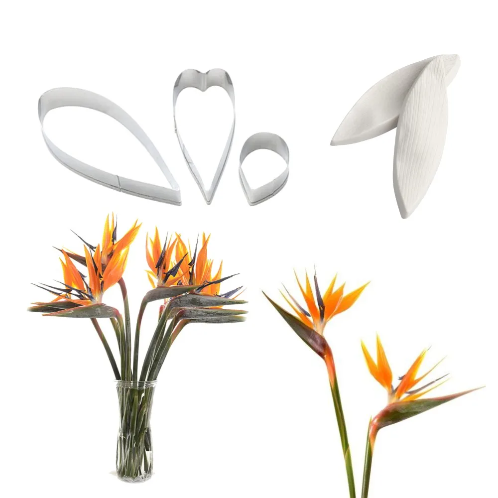 Strelitzia Veiner силиконовая форма и резак для цветов Набор украшения торта помадка