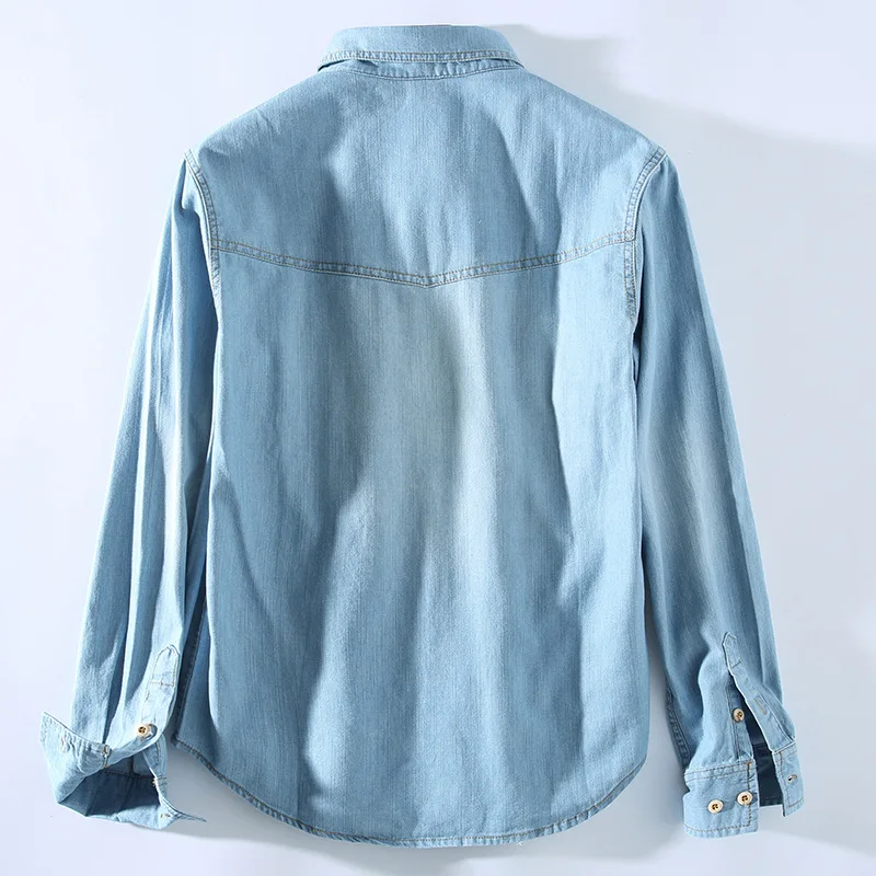 Мужская Ковбойская Повседневная хлопковая джинсовая рубашка с длинным рукавом