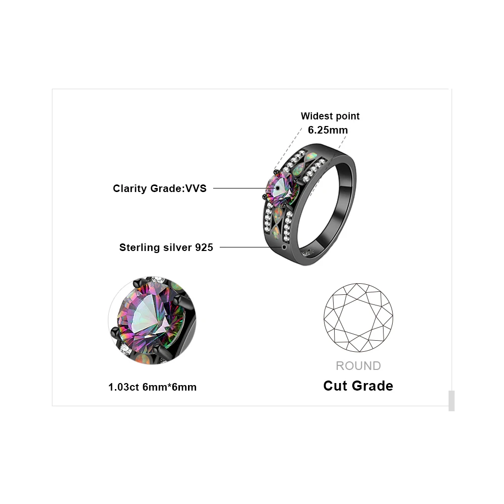 JewelryPalace модные мистик кварц создан опал кольцо 925 пробы серебро best подарок для