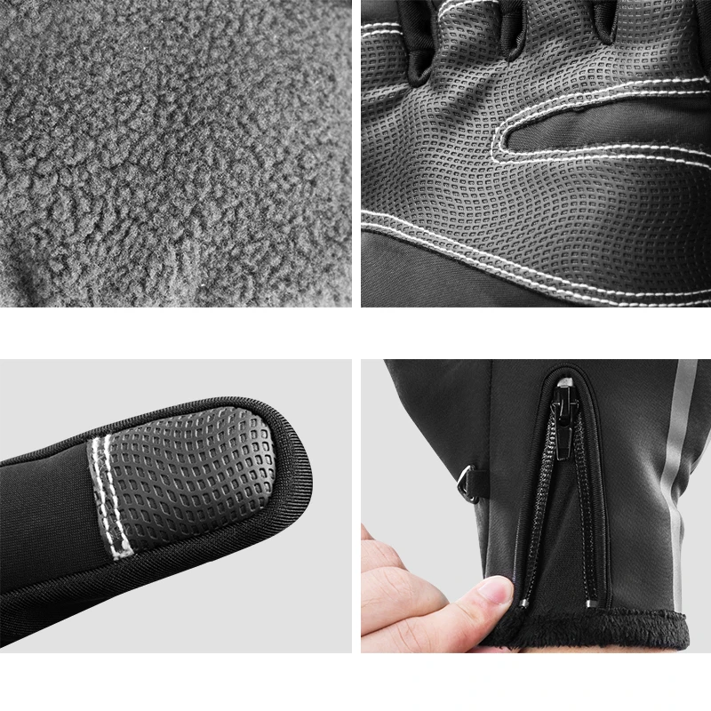 Велосипедные перчатки ROCKBROS термоперчатки из искусственной кожи с пальцами для