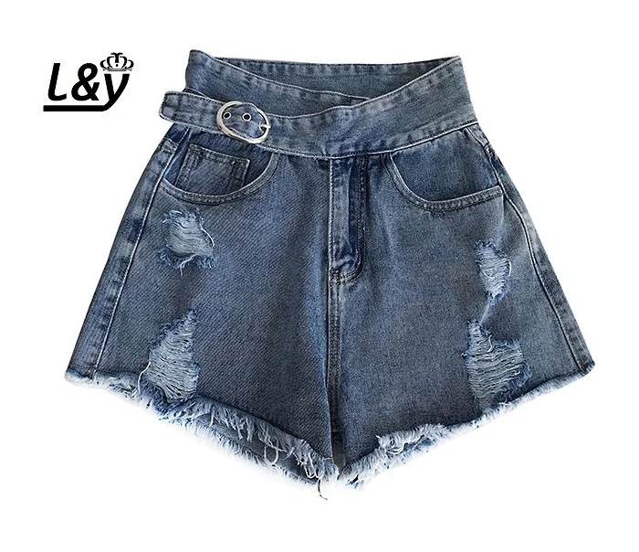 L & Y джинсовые шорты с дырками летние модные нестандартные необработанными