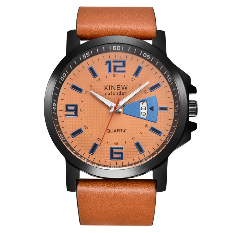 Военные кожаные водонепроницаемые кварцевые аналоговые армейские мужские