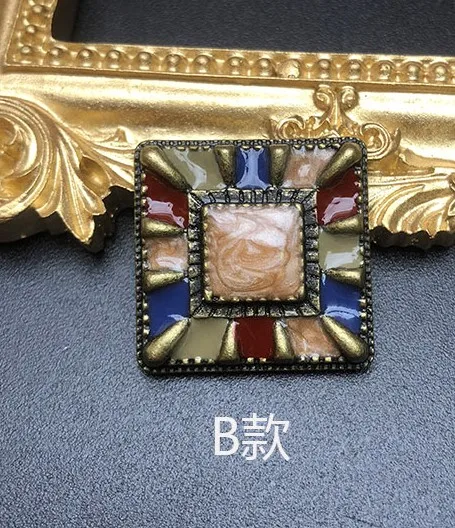 NO2 B Bronze 22mm 10 шт. высококачественная металлическая Ретро квадратная капля масла куртка пуговицы рубашка свитер Кнопка украшения Аксессуары 22 мм - Цвет: NO2 B Bronze 22mm