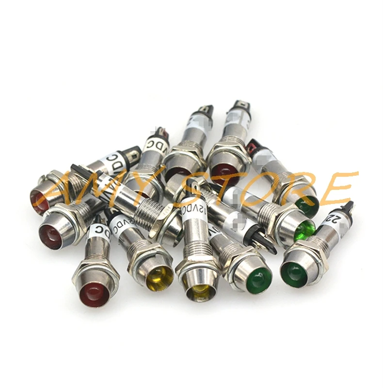 5 шт. индикатор питания 8 мм 12 в пост. Тока 24 Тока|signal lamp|indicator lightsignal lamps 220v |