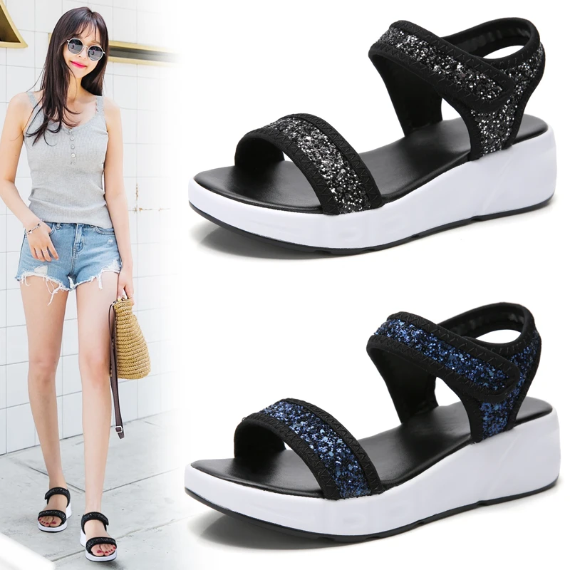 Женские сандалии на плоской подошве PLARDIN платформе с пряжкой высоком каблуке