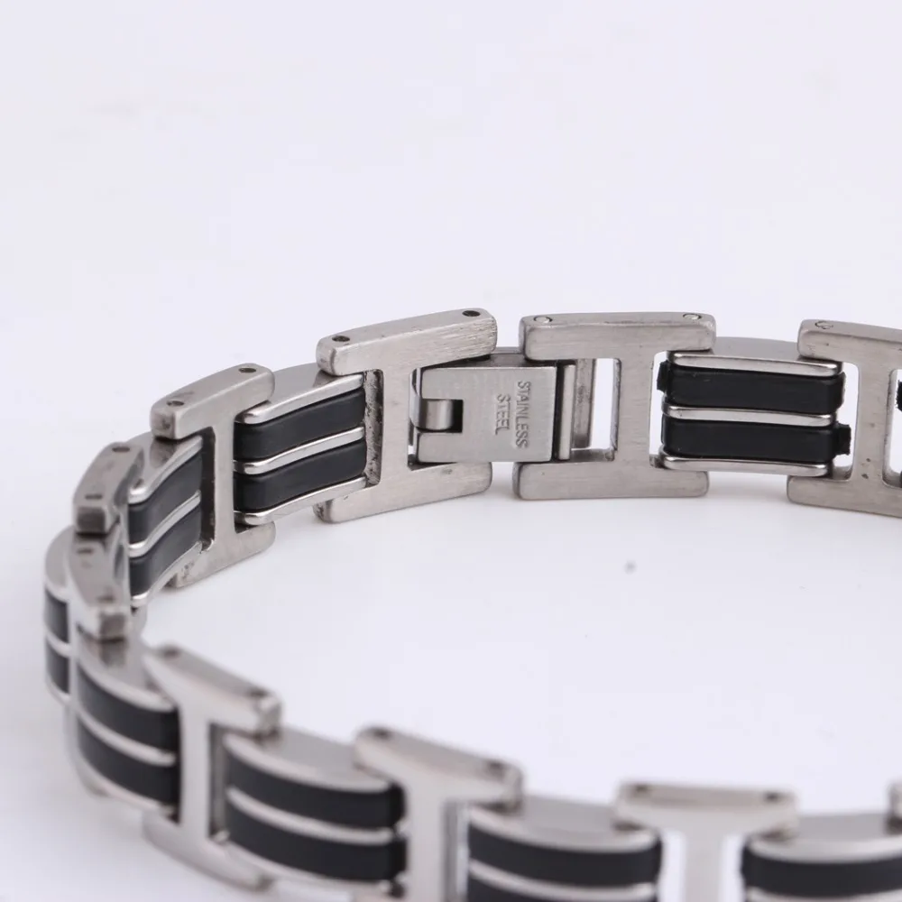 Мужской браслет из нержавеющей стали резиновый на запястье ювелирное