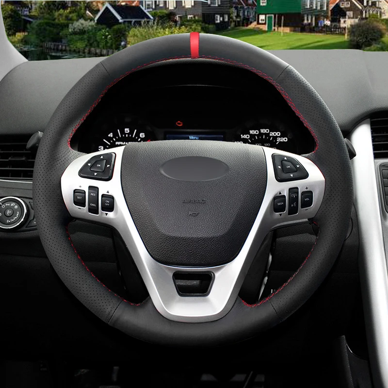 Ручной швейный чехол рулевого колеса автомобиля Volant Funda Volante для Ford Explorer 2011 2019 aurus