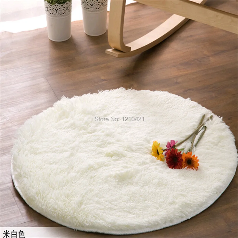 Beste 1Pcs Gratis Verzending Ronde Shaggy Karpetten En Tapijt Super Zachte Woonkamer De Slaapkamer Thuis Tapijt Yoga Mat 120Cm/47.2