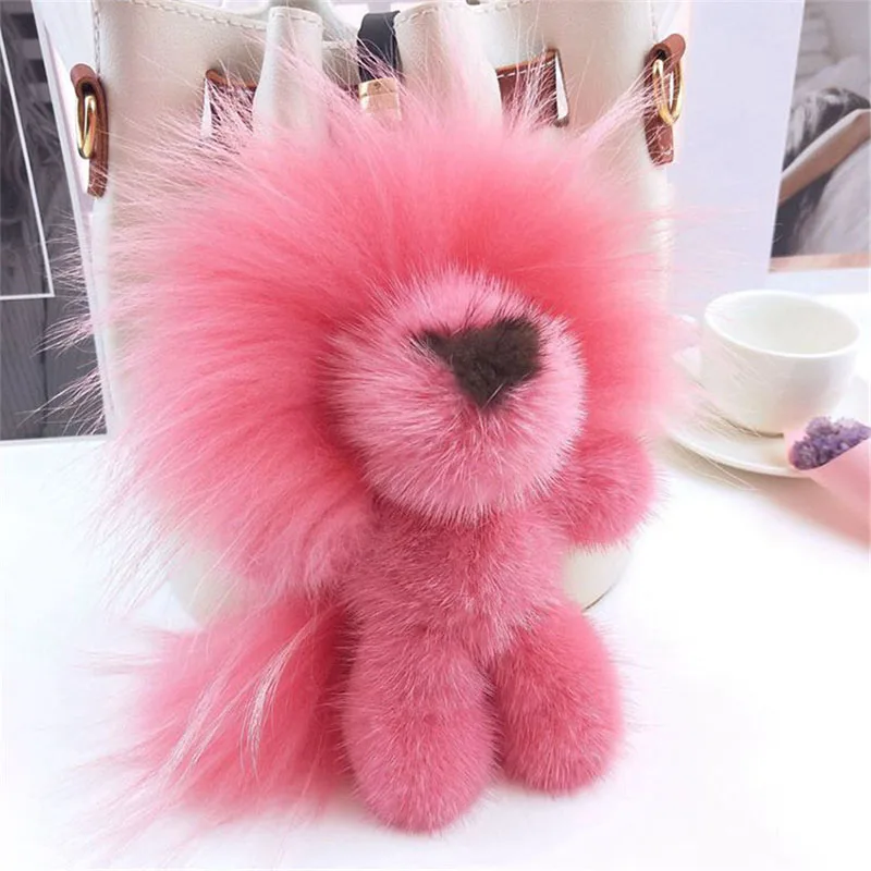 20 см мех норки брелок енота трава маленький лев модный норковая Подвеска для
