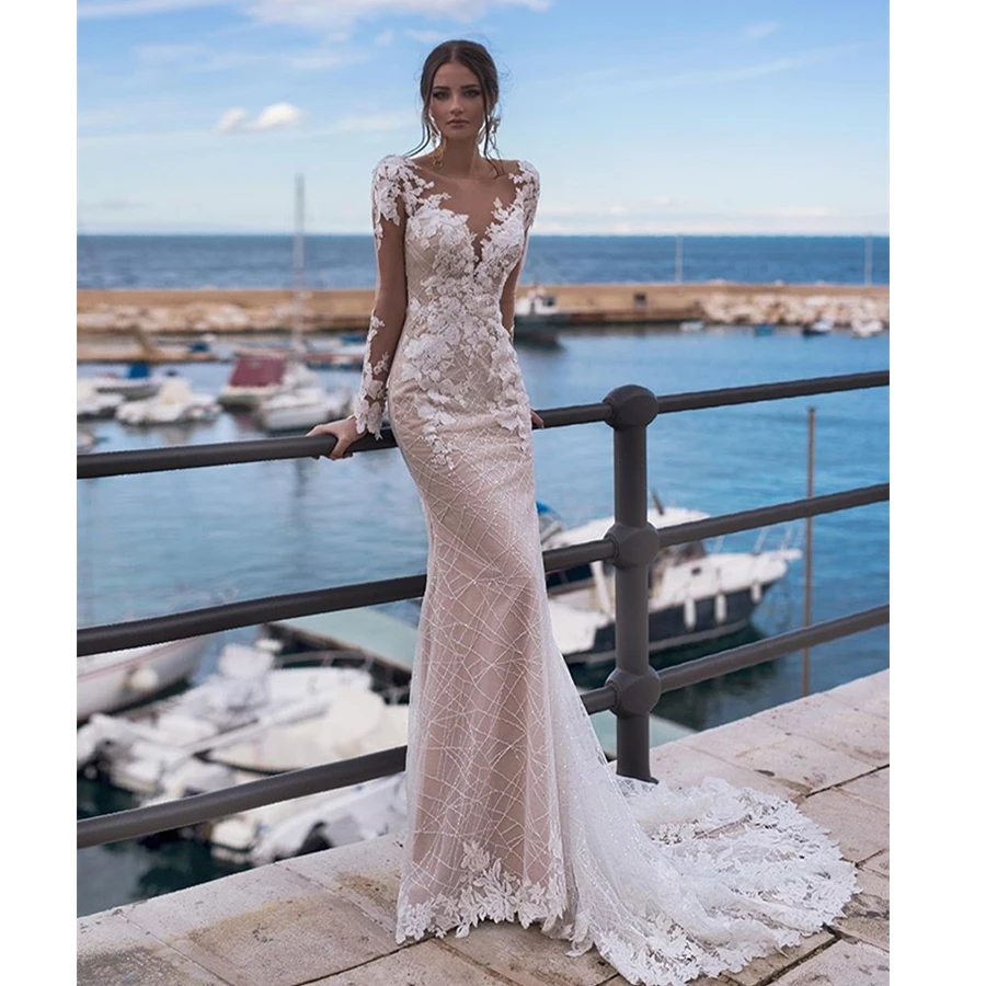 Женское свадебное платье с длинным рукавом и V-образным вырезом | Свадьбы