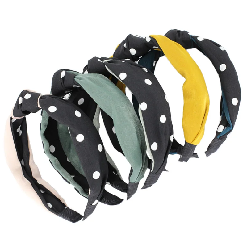 Повязка на голову женская с узлом в центре модный тканевый ободок стиле пэчворк