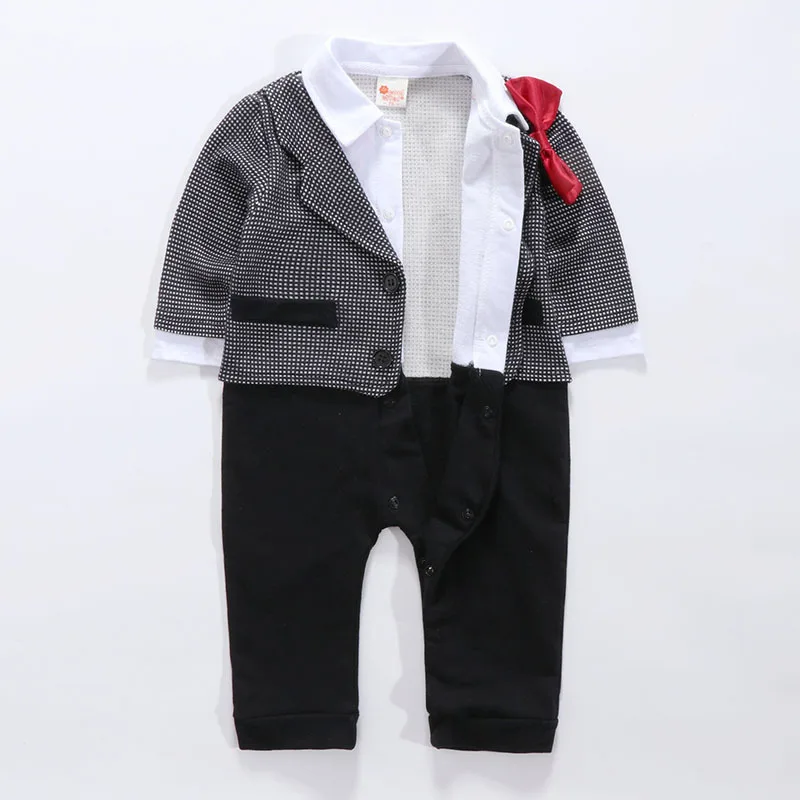 2017 New autumn infant long sleeve rompers fashion baby cotton clothes kids jumpers andsome gentleman plaid vest 17S907 |