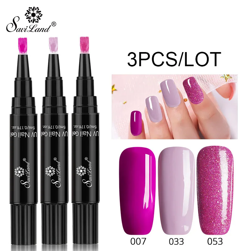 007 n 033 n 053 Saviland 3 шт./лот гель лак для ногтей ручка блеск 3 в 1 один шаг 60 цветов гель для ногтей маникюр гибридный УФ-гель лак для нейл-арта инструменты - Цвет: 007 n 033 n 053