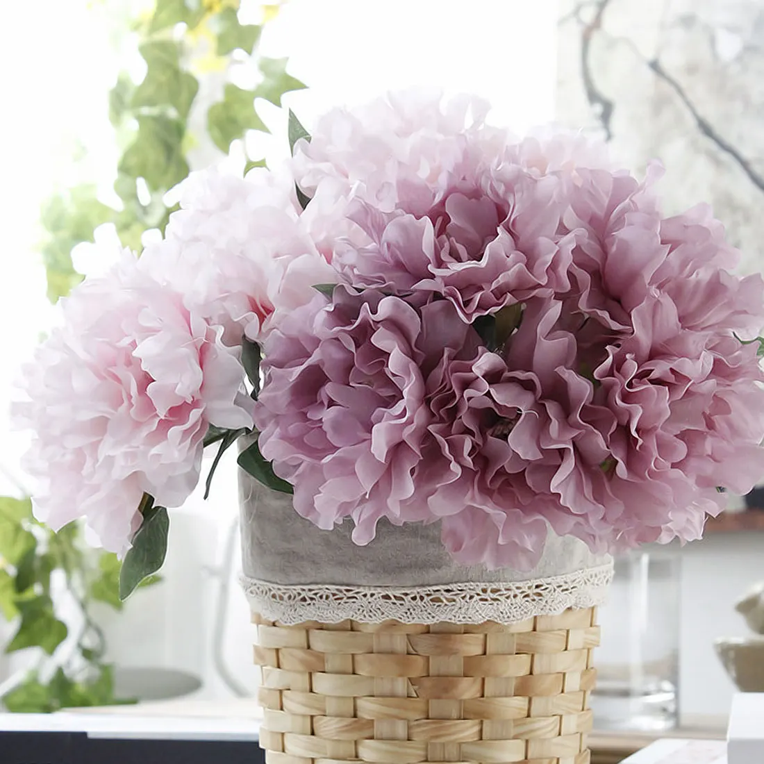 Свадебный букет 1 5 головок цветок пиона искусственный шелк Искусственный Пион