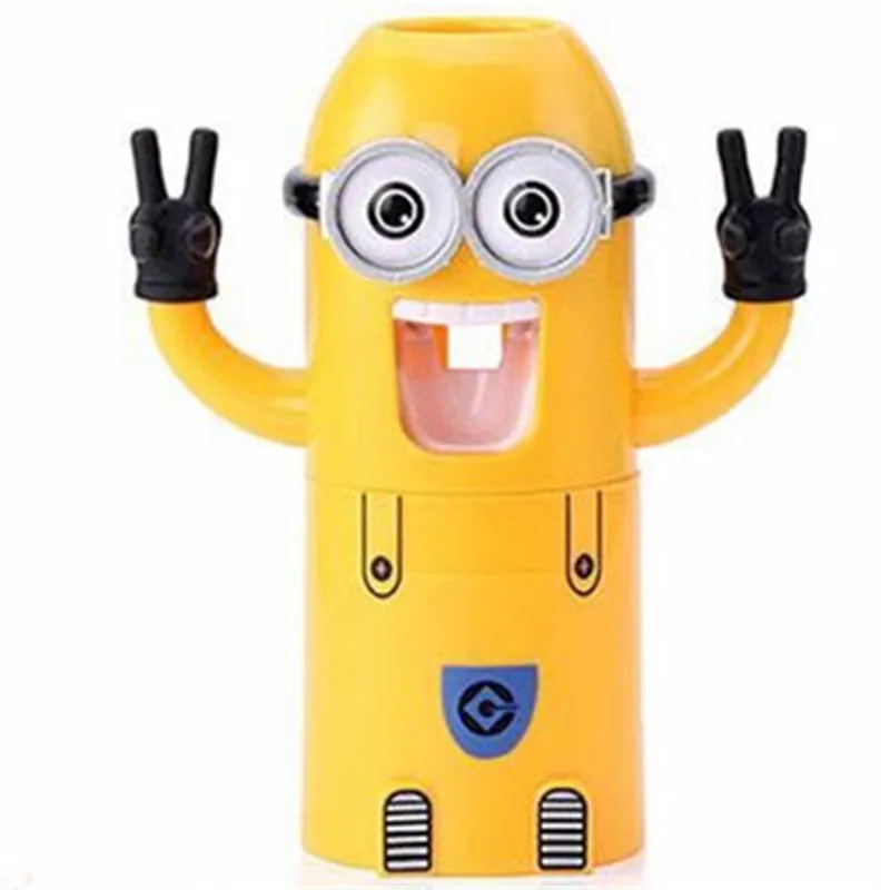 Double eye Child Cartoon Toothpaste Kid Creative Bathroom Accessories Washing three-in-one set Automatic Toothpaste - Color: Double eye