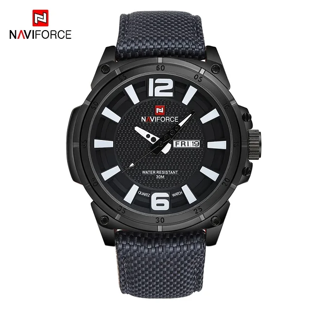 Black White NAVIFORCE спортивные мужские часы нейлоновый ремешок военные кварцевые часы Роскошные мужские водонепроницаемые часы Дата наручные часы Relogio Masculino - Цвет: Black White