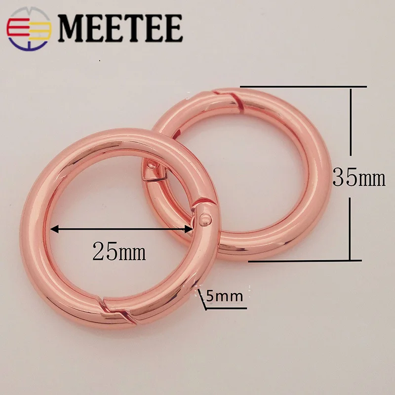 Meetee 20pcs 11-37mm Rose Gold Metal Spring Gate O Ring Buckles Openable Keyring Hook Craft DIY Bags Clip Trigger Accessories | Дом и сад