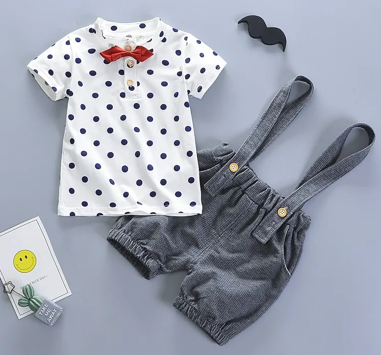 BibiCola/Одежда для мальчиков летние комплекты одежды шорты в горошек рубашка +