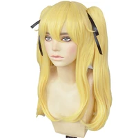 kakegurui mary saotome meari blonde ponytail hair heat resistant cosplay costume wig silk ribbon wig cap