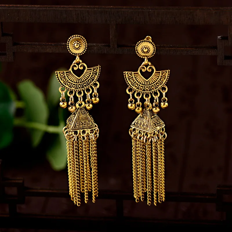 Женские классические серьги Jhumka Jhumki золотистые индийские модные ювелирные