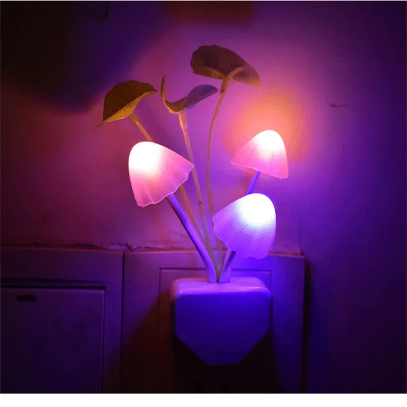 Ночник гриб lamparas лампа меняющийся красный-зеленый-синий с датчиком сумерек до