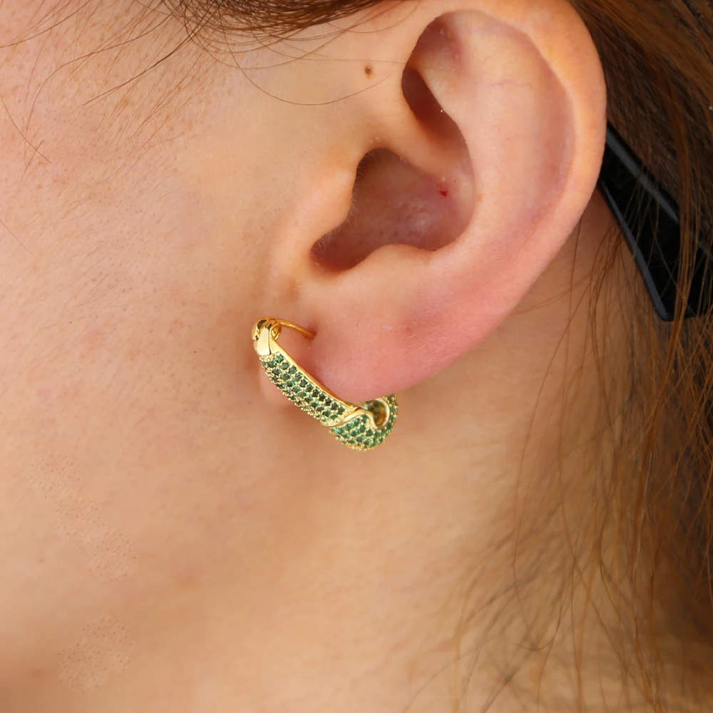 Многоцветные микро проложить cz булавка для безопасности серьги Радуга зеленый