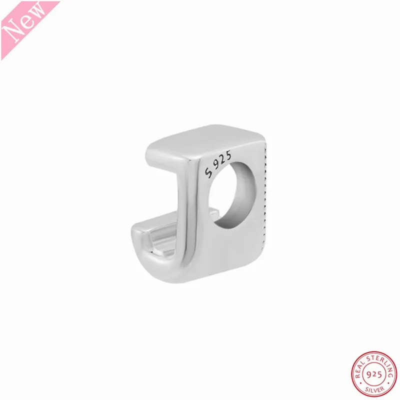Новые 925 пробы бусины с серебряными буквами J Charm тисненые сердечками и точками DIY