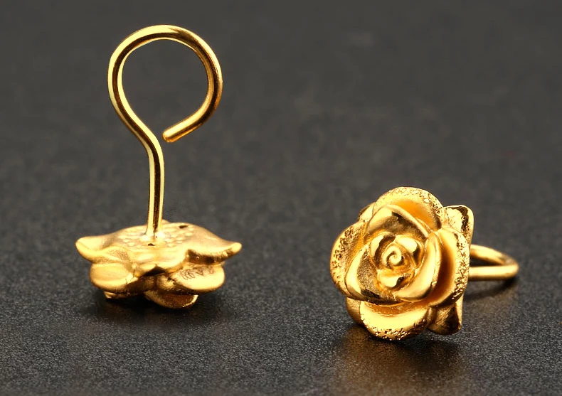 24 K серьги из чистого золота реального AU 999 Solid Золотые серьги хороший 3D Роза высококлассные Модная классика вечерние Fine Jewelry Лидер продаж Новинка г