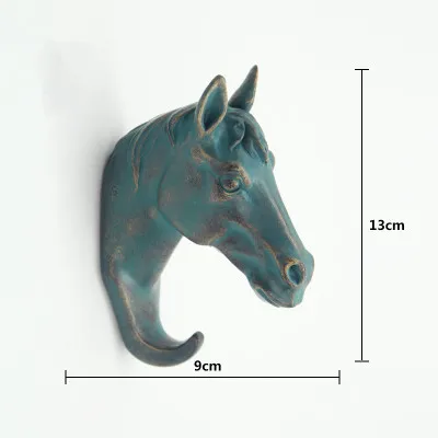 Horse Blue Изготовленный олень, носорог, слон, жираф, лошадь, животное, декоративный крючок, креативная модель из смолы, настенный крючок для ванной комнаты, настенный крючок - Цвет: Horse Blue
