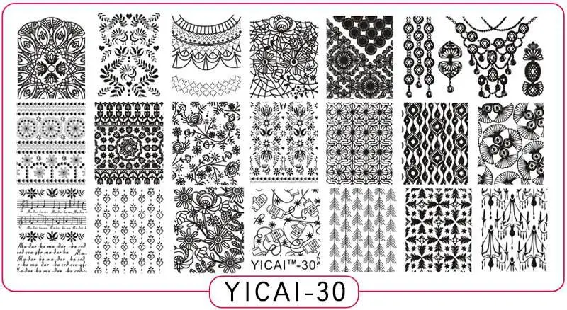 yicai30 Пластины для стемпинга ногтей yicai, spv, dieshan, штамповочные лаковые пластины для рукоделия, маникюрные шаблоны, трафареты, инструменты для полировки, 1 шт - Цвет: yicai30