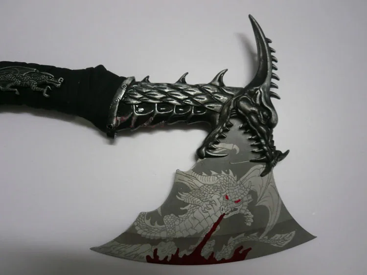 S0140 EXORCISING FIRE FLYING DRAGON AXE AX черная кожаная ручка с подставкой 14&quot|handle leather|handle axehandle