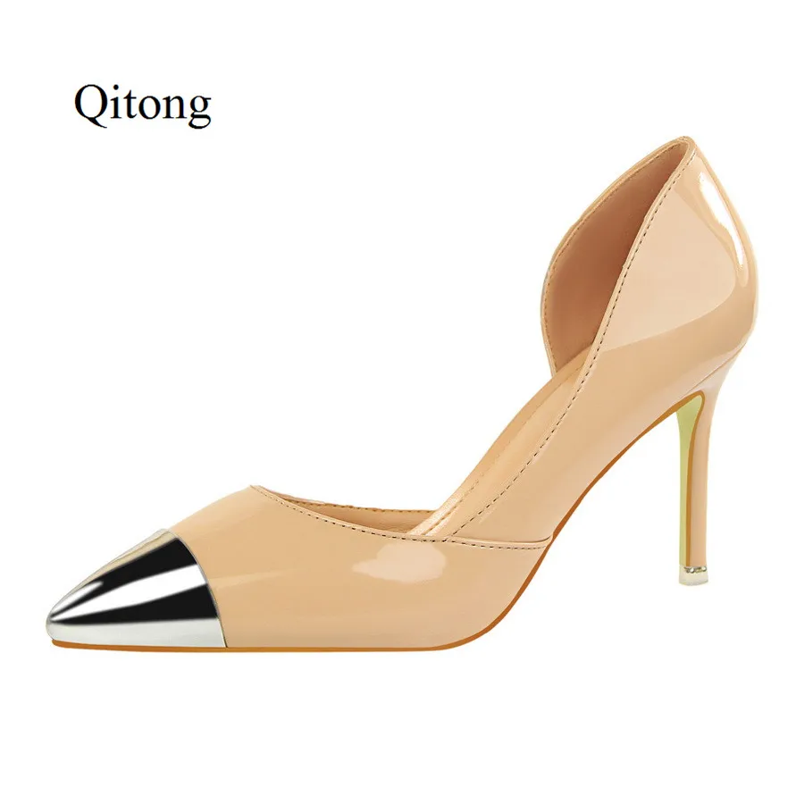 Новый летний зеркале PU Однотонная одежда Женские туфли-лодочки на тонких высоких