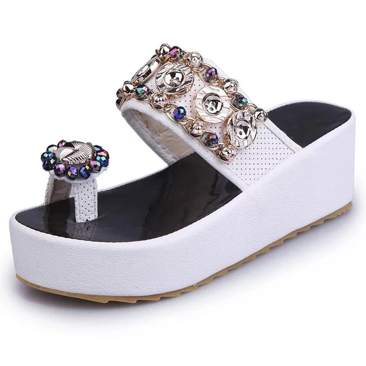 Сланцы для женщин шлепанцы на танкетке с кристаллами повседневная обувь