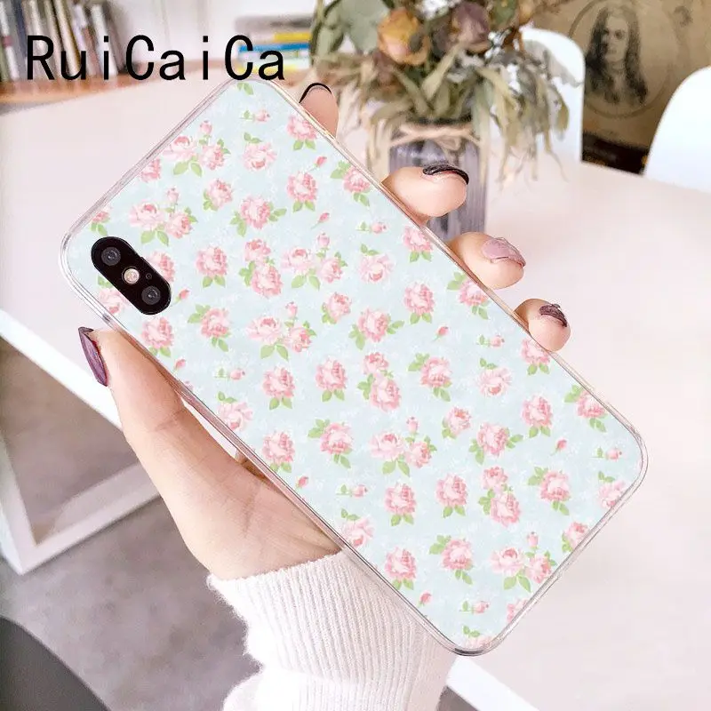 RuiCaiCa свежий зеленый маленький цветочный DIY окрашенный чехол для телефона iPhone 6S