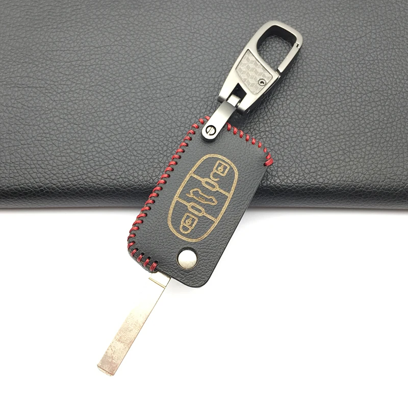 Кожаный чехол для ключей с 3 кнопками и откидной крышкой Peugeot 107 207 307 407 308 607 Citroen C1 C2