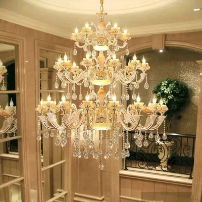 30 lights Гостиная большая Хрустальная люстра холле отеля длинные хрустальная люстра три Слои светильник люстра Освещение современные лампы современная люстра люстра классика люстры для лестниц большая люстра для гостиной - Цвет абажура: 30 lights
