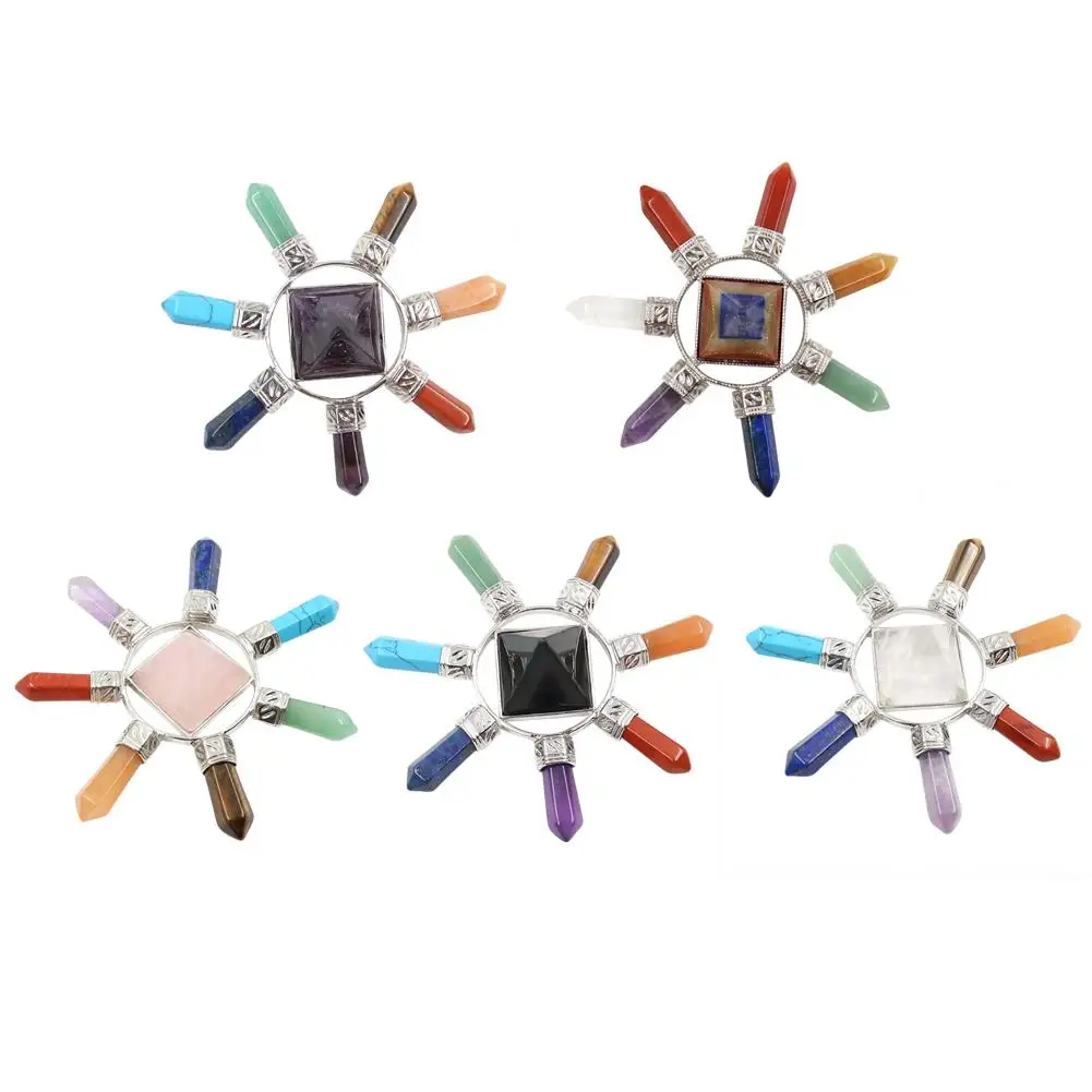 2018 Пирамида кристалл энергии генератор чакра камень точки семь направление