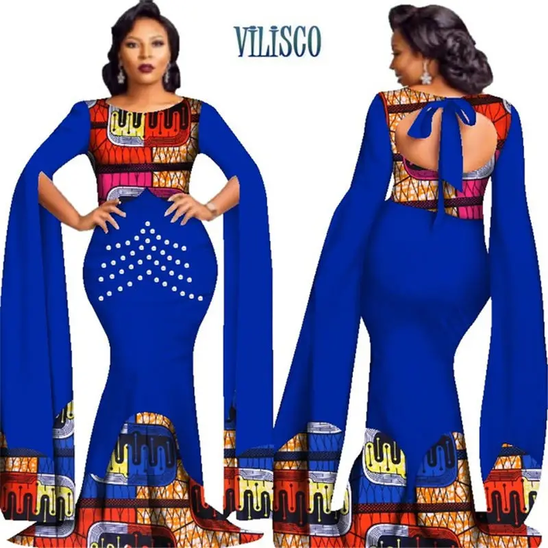 2018 Африканский принт платья с жемчугом для женщин в стиле королевы Vestidos