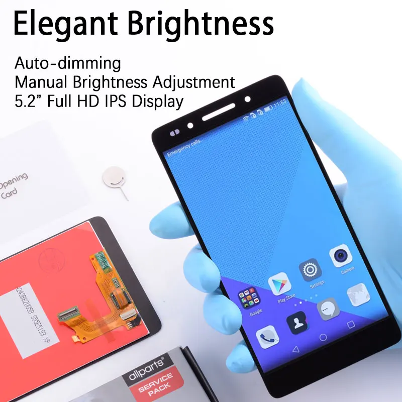 Дисплей для HUAWEI Honor 7 LCD в сборе с тачскрином на рамке 5.2'' белый золото черный