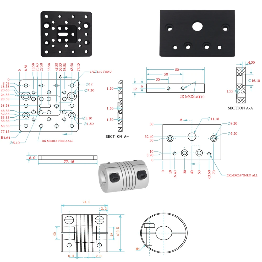 Комплект линейных приводов для скользящего стола 3D принтера Z Axis c beam T8 внешний